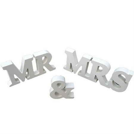 Mr & Mrs Letter White Wood Wedding Gifts Sign Photo Props Table Decorations WT